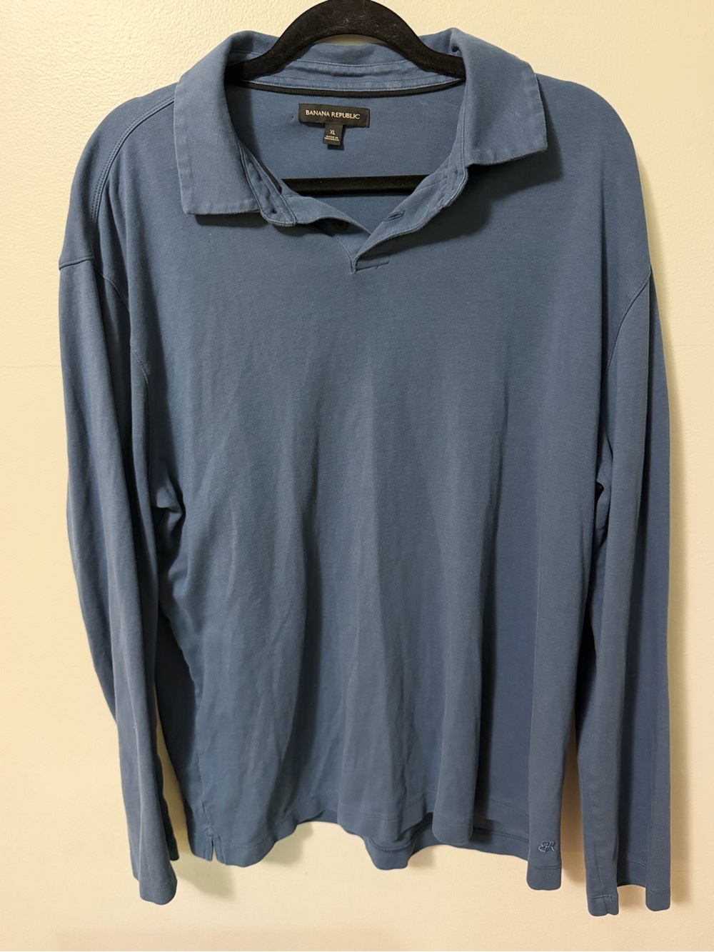 Banana Republic Mens XL Blue Long Sleeve Polo Shirt Soft Casual Knit